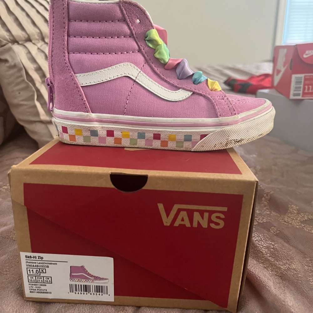 Rainbow Lace Vans little girls 11c